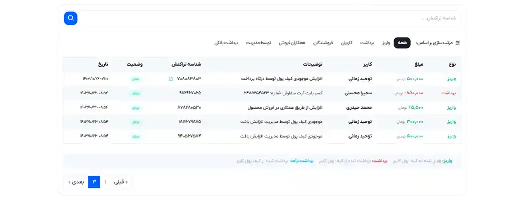 کیف پول و تراکنشات